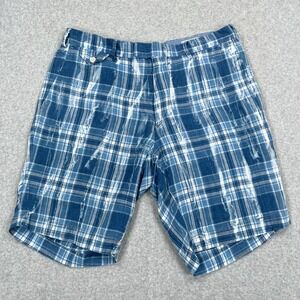 Polo Ralph Lauren Shorts Mens 33x9.5 Blue Plaid India Madras Linen Classic Fit